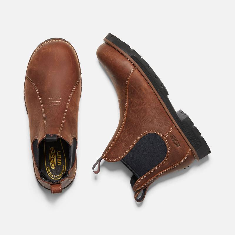 Keen Seattle Romeo Aluminum Toe Chelsea Boots Herren DE-16457 Gingerbread/Black - Keen Herrenschuhe